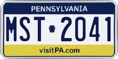 PA license plate MST2041