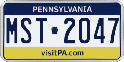 PA license plate MST2047