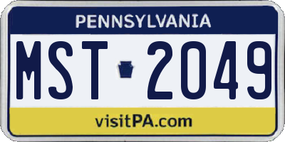 PA license plate MST2049