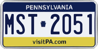 PA license plate MST2051