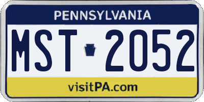 PA license plate MST2052