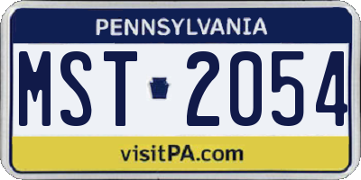 PA license plate MST2054
