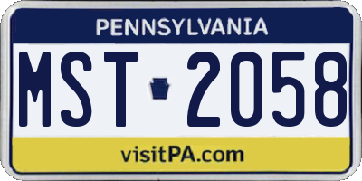 PA license plate MST2058