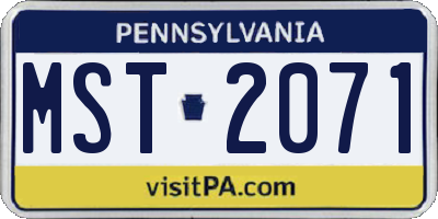 PA license plate MST2071