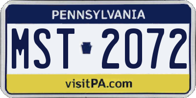 PA license plate MST2072