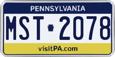 PA license plate MST2078