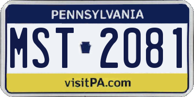 PA license plate MST2081