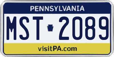 PA license plate MST2089