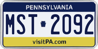 PA license plate MST2092