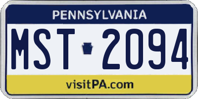 PA license plate MST2094
