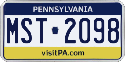 PA license plate MST2098
