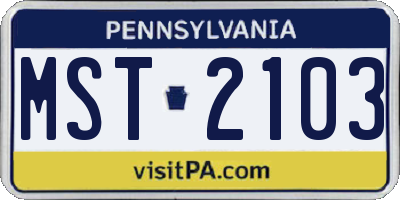 PA license plate MST2103