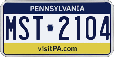 PA license plate MST2104