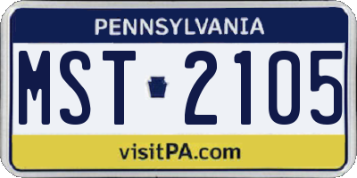 PA license plate MST2105