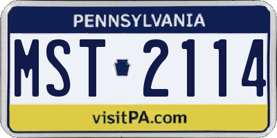 PA license plate MST2114