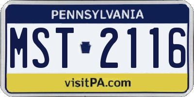 PA license plate MST2116
