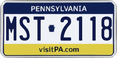 PA license plate MST2118