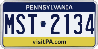 PA license plate MST2134