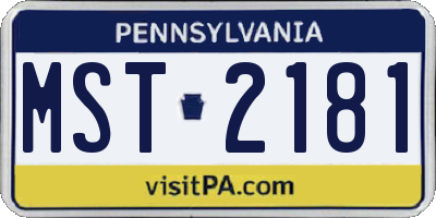 PA license plate MST2181