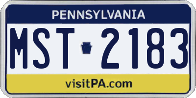 PA license plate MST2183