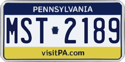 PA license plate MST2189