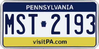 PA license plate MST2193