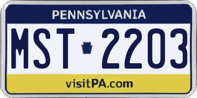 PA license plate MST2203