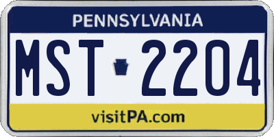 PA license plate MST2204