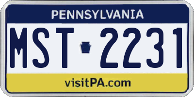 PA license plate MST2231