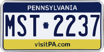 PA license plate MST2237