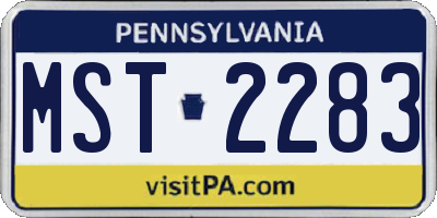 PA license plate MST2283