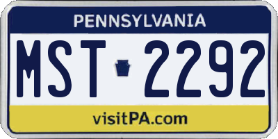 PA license plate MST2292