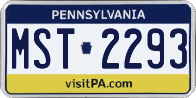 PA license plate MST2293