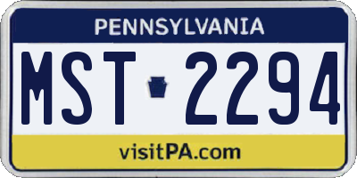 PA license plate MST2294