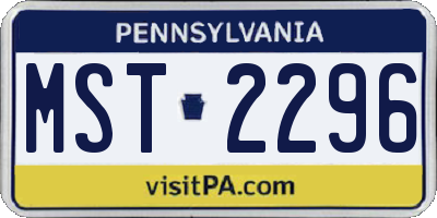 PA license plate MST2296