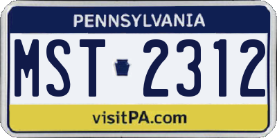 PA license plate MST2312