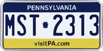 PA license plate MST2313