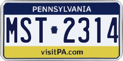 PA license plate MST2314