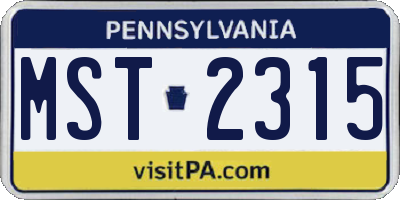 PA license plate MST2315