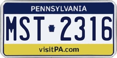 PA license plate MST2316
