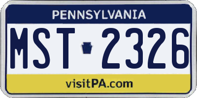 PA license plate MST2326