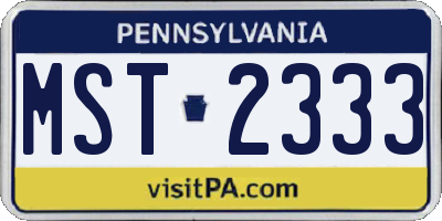PA license plate MST2333