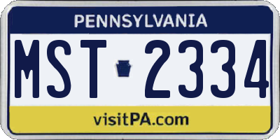 PA license plate MST2334