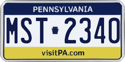 PA license plate MST2340