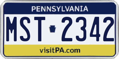 PA license plate MST2342