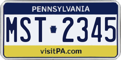 PA license plate MST2345