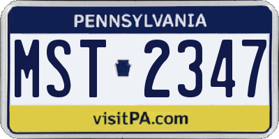 PA license plate MST2347