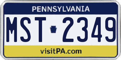 PA license plate MST2349