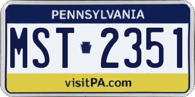 PA license plate MST2351