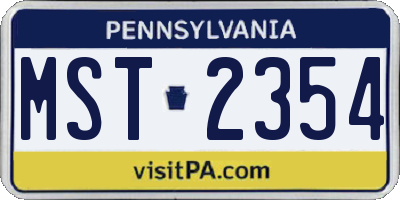 PA license plate MST2354